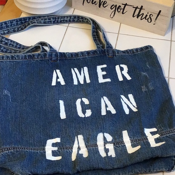 ‘American Eagle’ Distressed Denim Tote - Picture 2 of 7